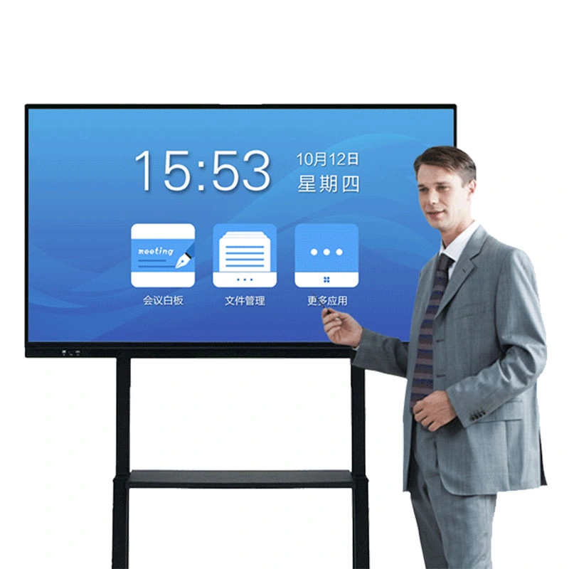 Prix d'usine 86 Inch Android 12 pas plié 4K Portable UHD écran tactile de 20 points tout en un tableau blanc interactif pour l'école à écran plat