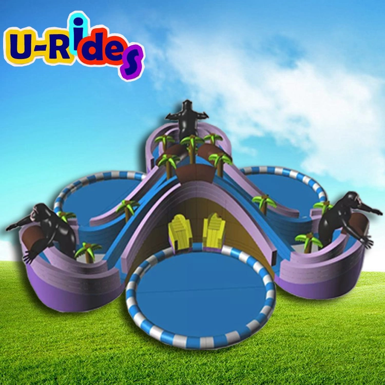 Parque acuático inflable King Kong con 3 piscinas