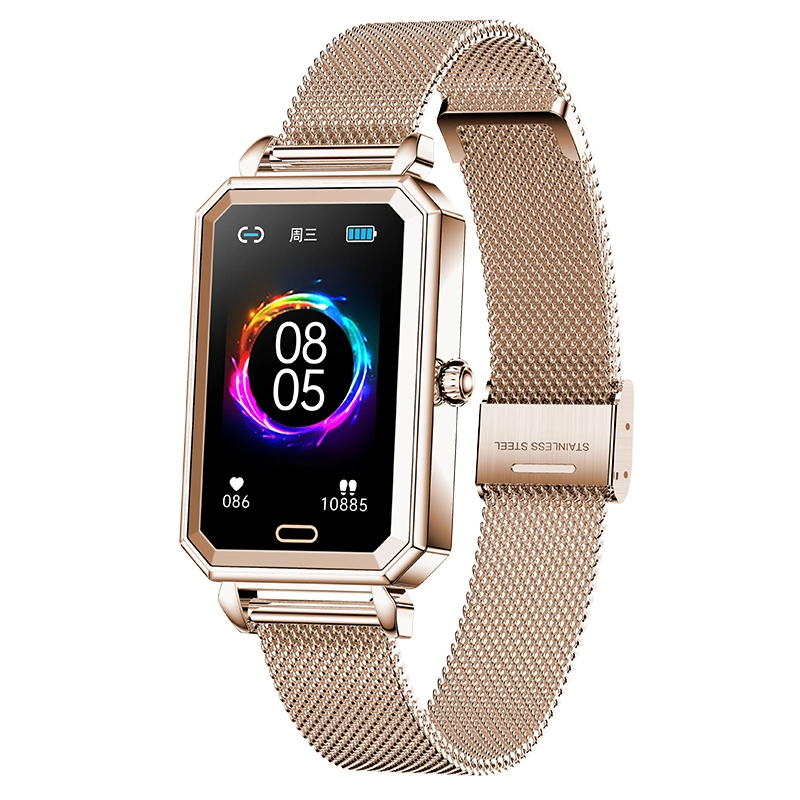 Luxury Romantic Metal Watchband Smart Watch with Heart Rate Meter Step