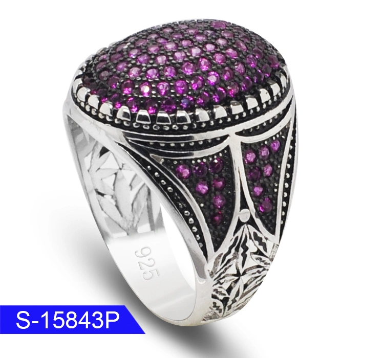 High Quality 925 Sterling Prata Jóias Moda Islâmica CZ Ring Para os homens