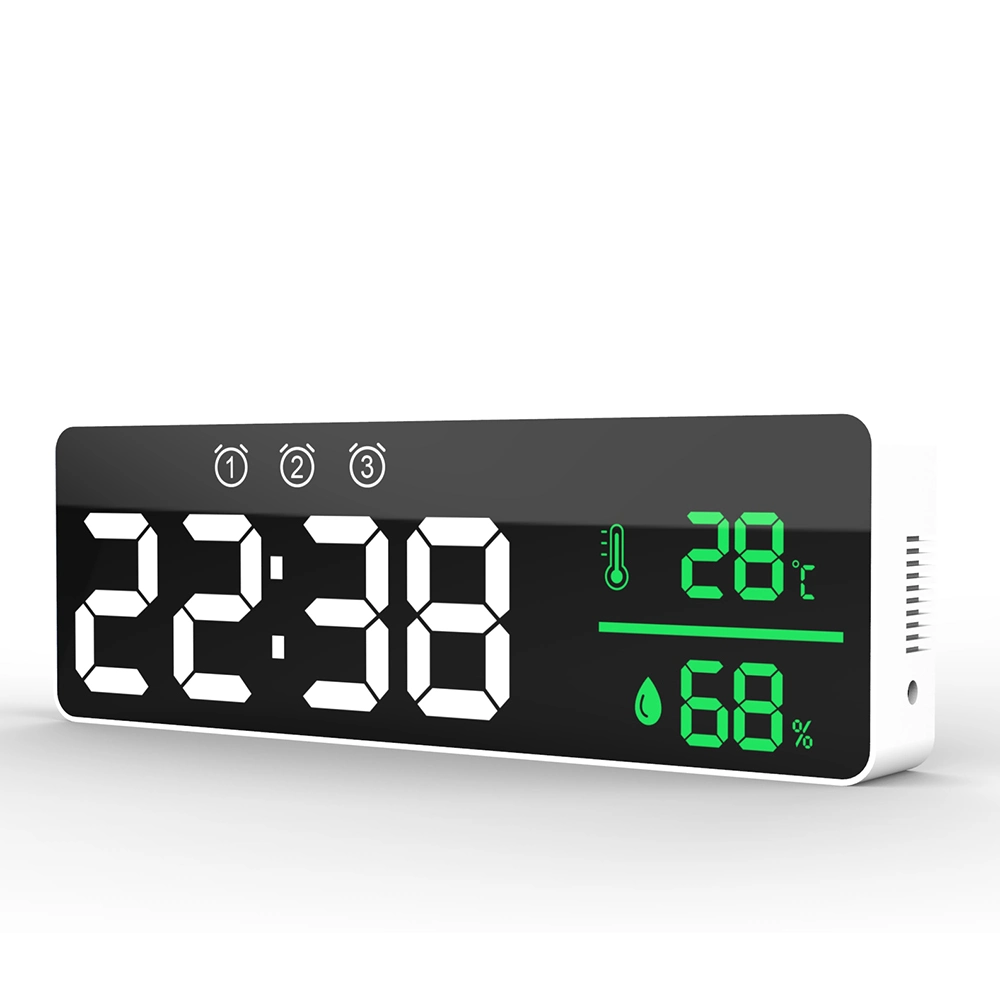 Wholesale Cheap Price LED Wall Mount Digital Thermometer Hygrometer Time Clock 2000mAh