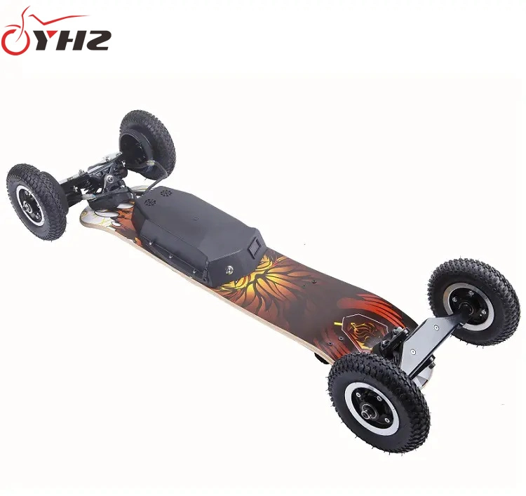 Planche à roulettes tout-terrain en bambou avec télécommande et skateboard électrique à 4 roues PU