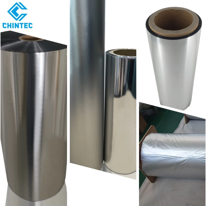 Material de impressão de embalagem aluminizada rolo plástico de isolamento térmico BOPP poliéster Mylar Pet vácuo pacote de alimentos metálico Vmopp VMCPP VMPET Filme metalizado.