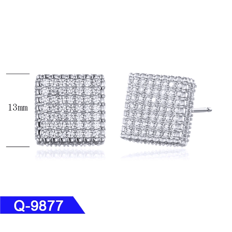 Wholesale/Supplier New Design 925 Sterling Silver Hip Hop Pop Fashion Brass Jewelry Zircon Stud Earrings for Men