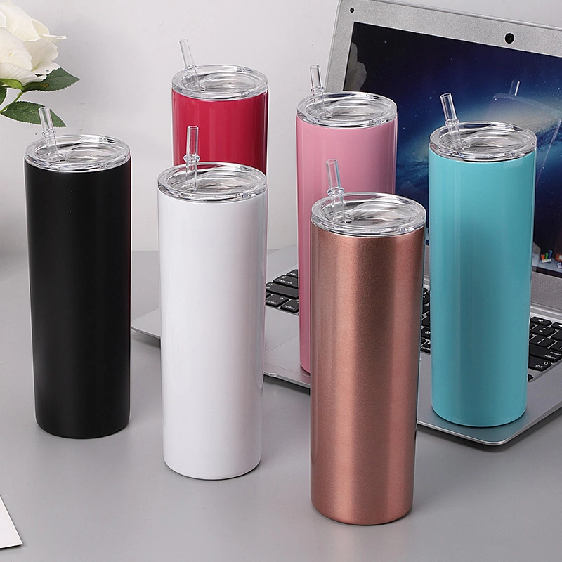 20oz Stainless Steel Vacuum Cup Rainbow Paint Straight Body Cup Hot Sublimation Straight Cup Portable Car Cup