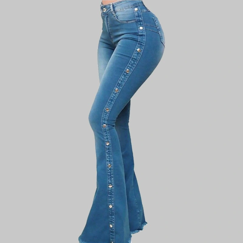 2023 New Explosive High-Waisted Stretch Mop Flared Jeans for Women Pants