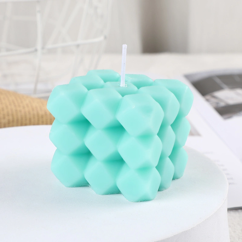 OEM ODM Home Decoration Bubble Soy Wax Cube Shaped Blue Pink Yellow Colorful Scented Candles