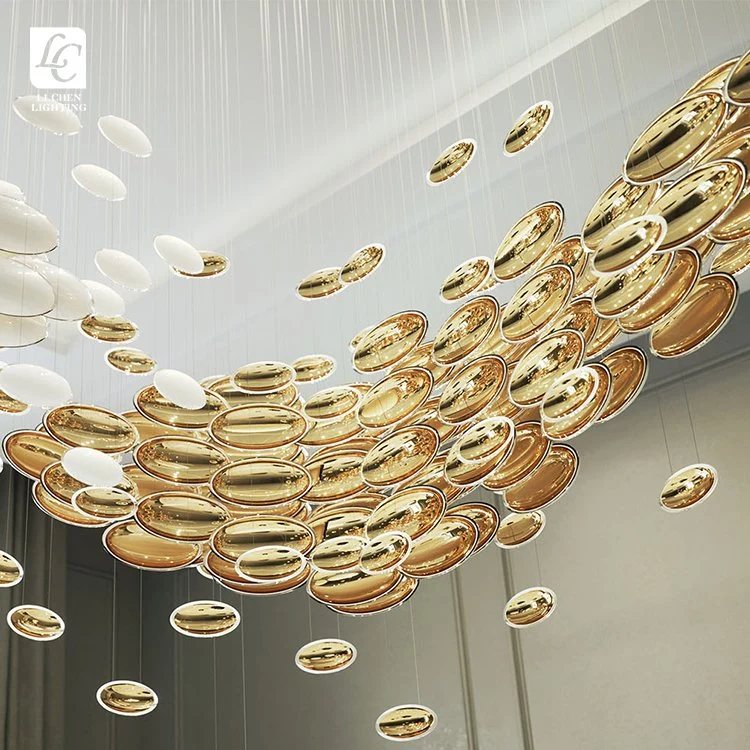 Novo produto decoração interior Hotel Villa Mall escadaria Custom Hanging Lustre LED