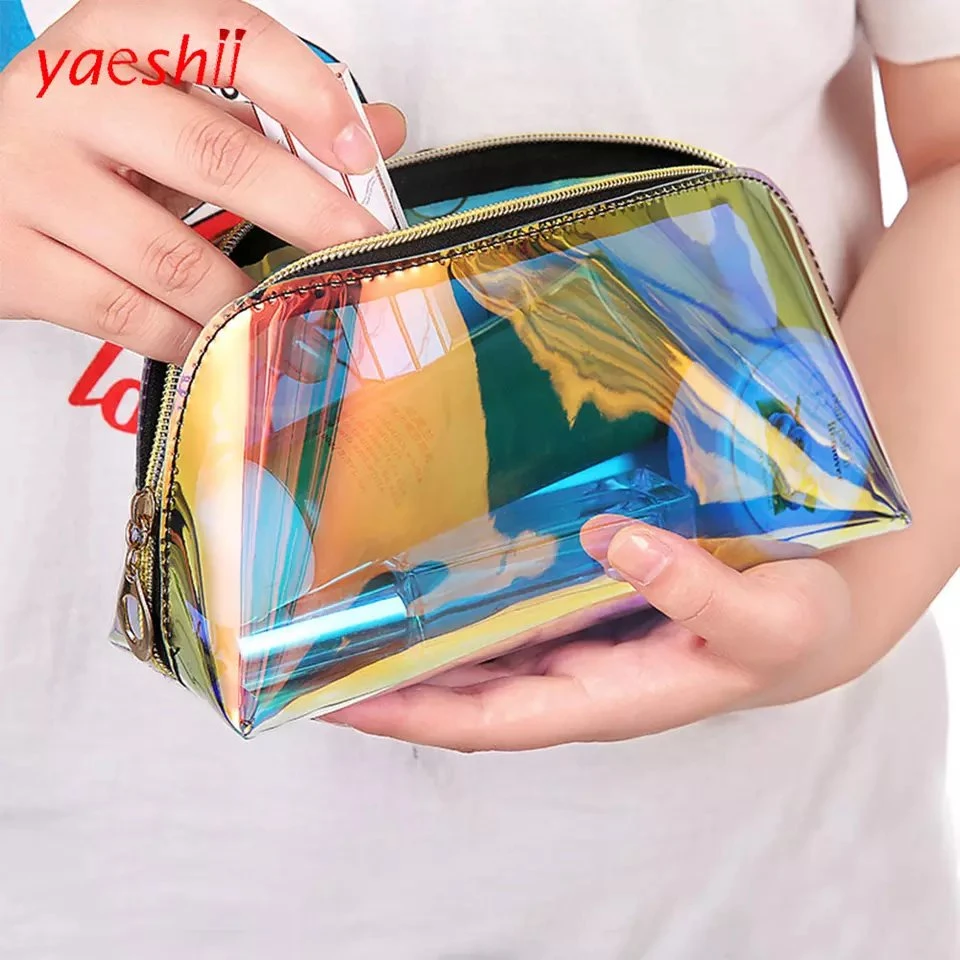 Holographic Waterproof Private Label Travel Plastic PVC Clear Cosmetic Bag