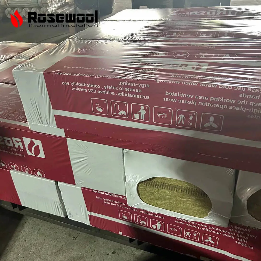 Material de construção de absorção sonora placa de isolamento Rockwool para Pipeline, forno