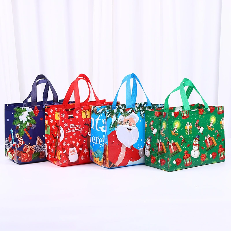 Navidad reutilizable Eco-friendly Promoción Bolsa de plástico de la compra almacenamiento no tejido Bolsa con logotipo
