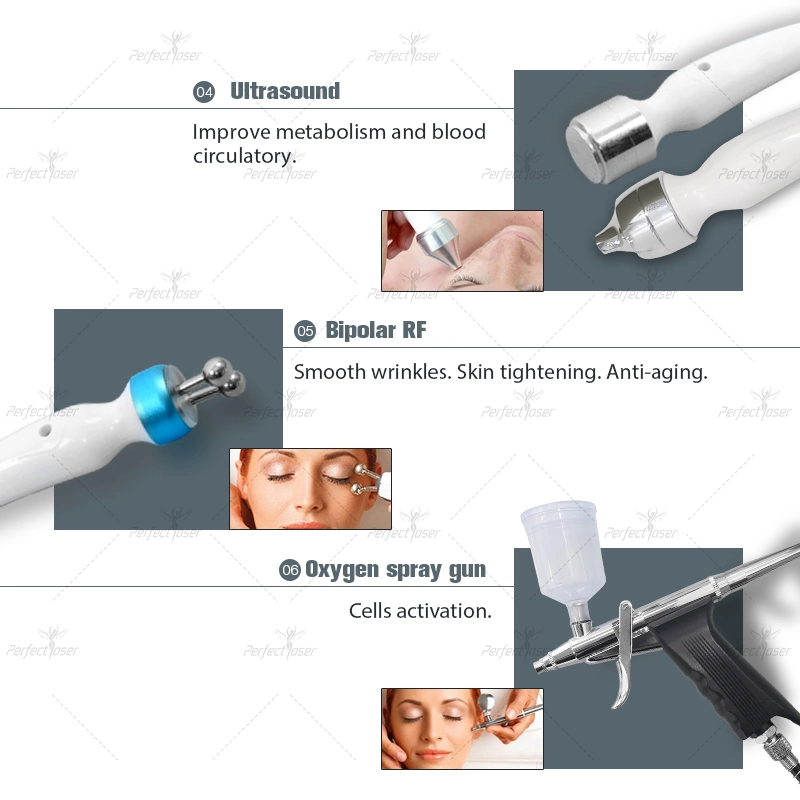 CE/FDA/RoHS Cuidado de oxígeno rodillo facial Terapia hidroterapia facial Belleza máquina facial Equipo