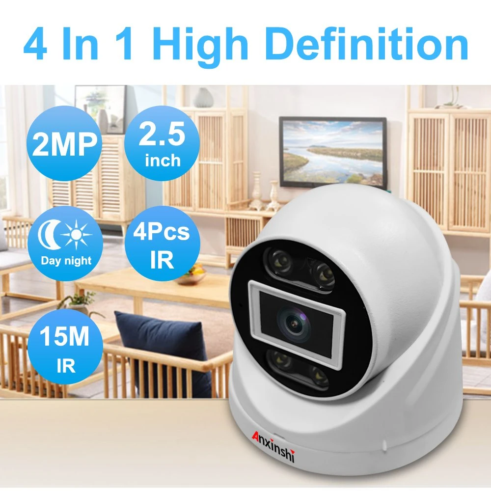 Full HD 2MP Resolution Ahd/Tvi/Cvi/CVBS Analog High Definition Full Color Night Vision 2.8mm Lens IP66 Waterproof Poe Dome Camera