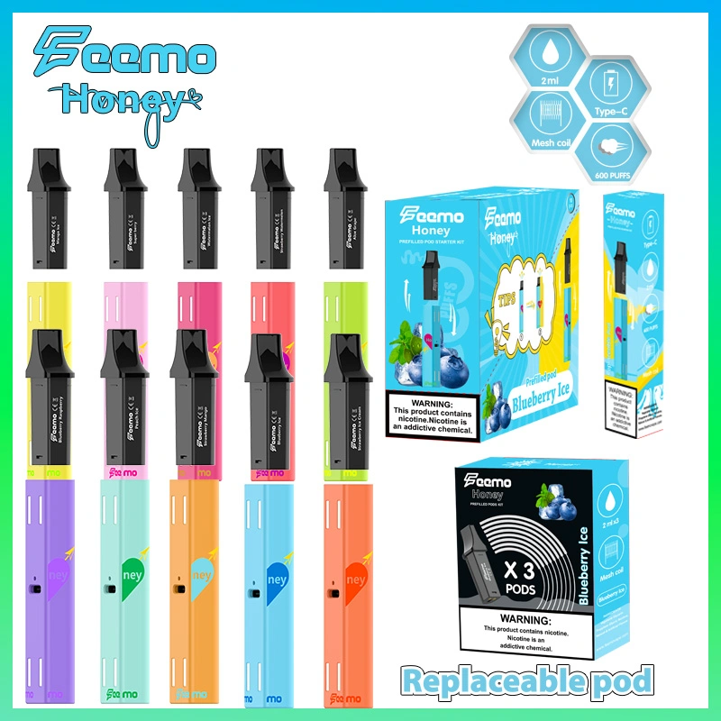 أطقم Vape E-Cigarette من Feemo يمكن التخلص منها بالعسل الأبخرة سعة 2 مل مع TBD