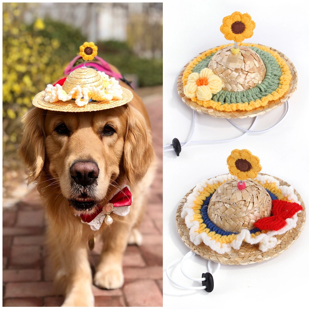Fashionable Dog Straw Hat for Spring&Summer Pet Product Dog Hat Dog