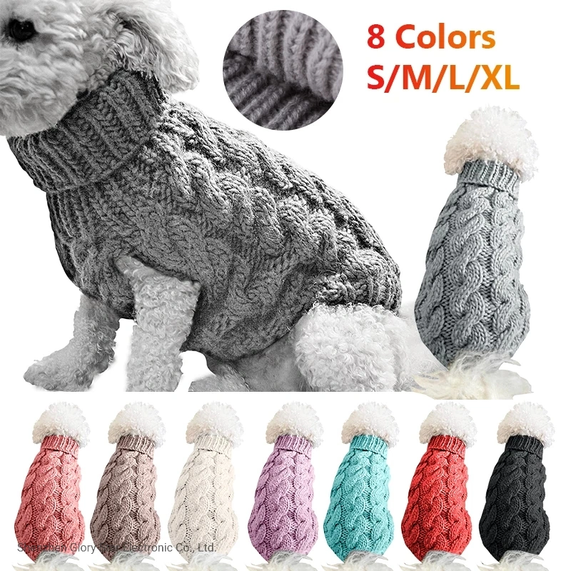 Invierno Pet ropa Accesorios Turtleneck Suéter Perro ropa cálida