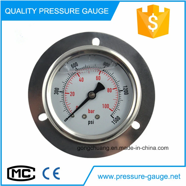 100mm Dial Full Stainless Steel Liquid Filled Pressure Gauge with Flange