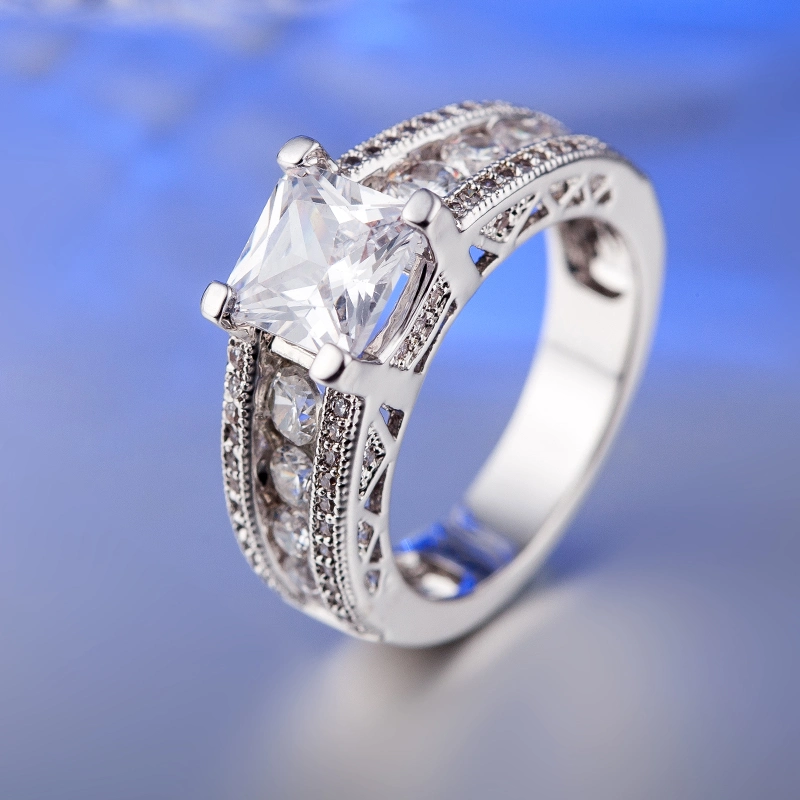 Fashion CZ Jewelry Special Men Square Ring for Engagement Gift