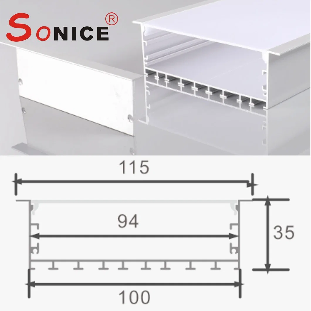 P10035A Luminaire linéaire suspendu encastré pour bureau en profilé en aluminium pour LED