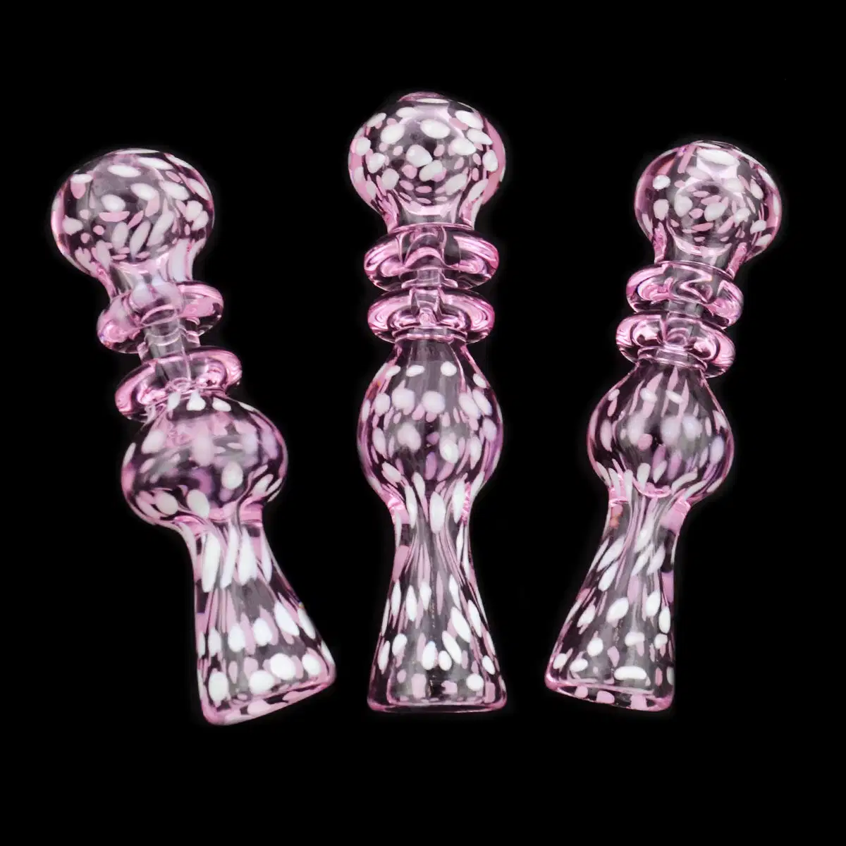 3" Pink Glass Chillum DOT Ring Art One Hitter Sweet Tubo de descarga