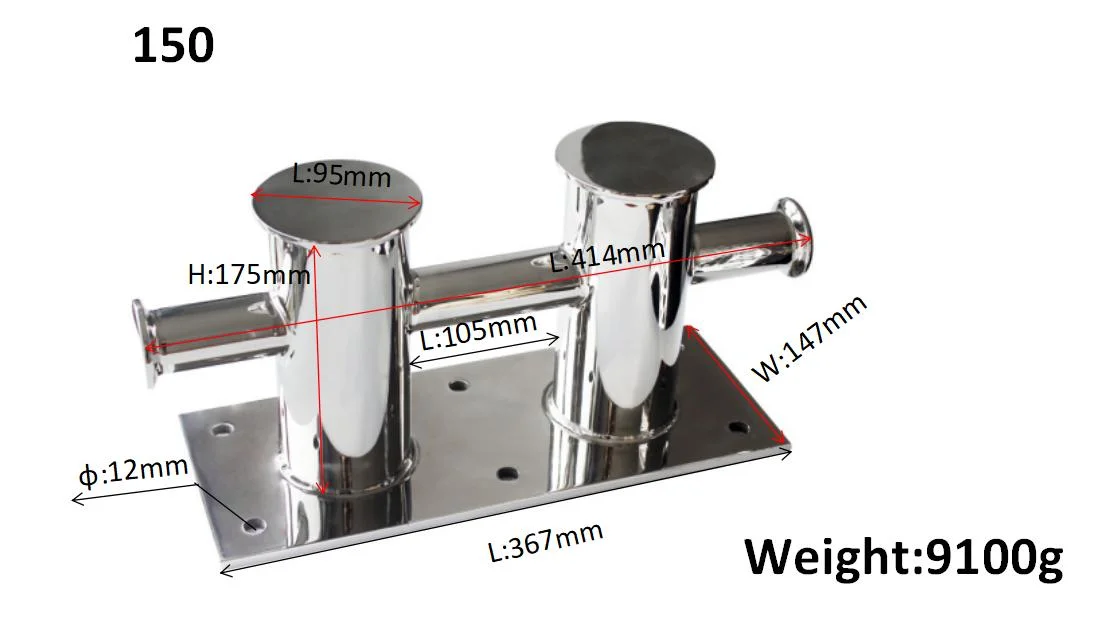 AISI 316 Marine Boat Docking Single Horn Double Cross Cleat Bollard