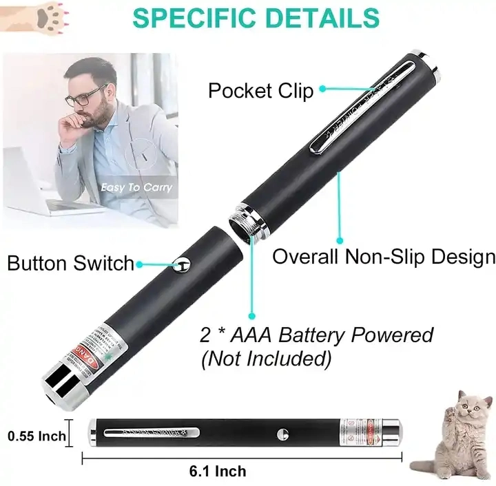 Red or Green Laser Pointer Pen 2 AAA Battery Laser Pointer Pen Projection Teaching Demonstration Laser Pen