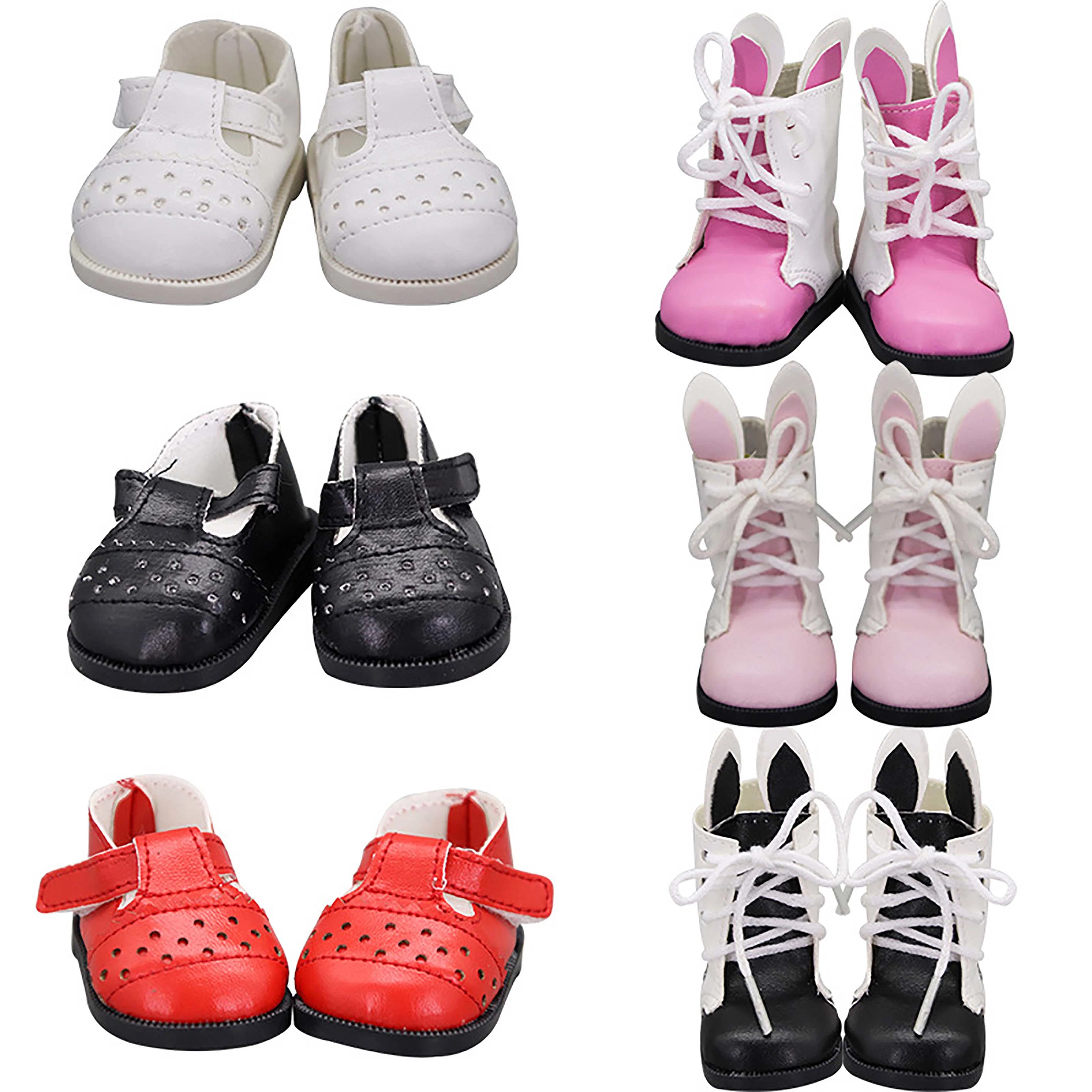 8 Pairs Doll Shoes Fit 14.5 Inch American Doll Wellie Wishers Doll Including Boots Sandals Sneakers Leather Shoes