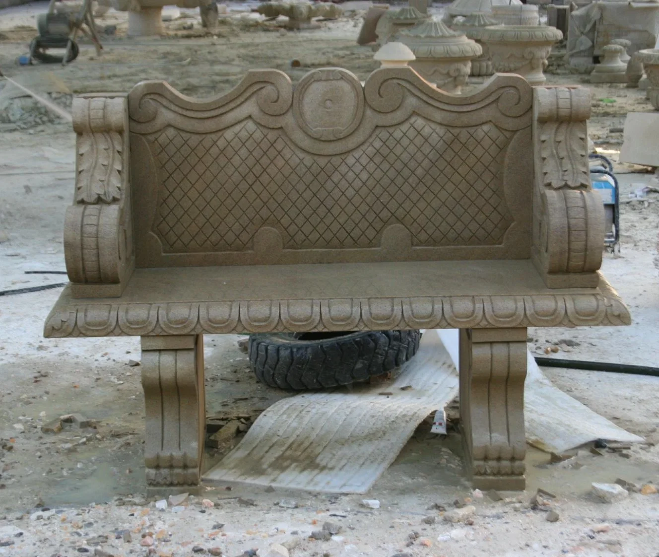 Antique Stone Marble Garden Bench for Park Decoration (SYMB-018)