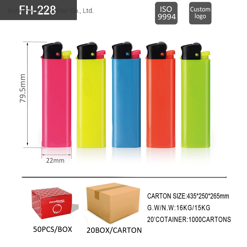 Custom Logo Available Colored Plastic Disposable Cricket Lighter Fh-228