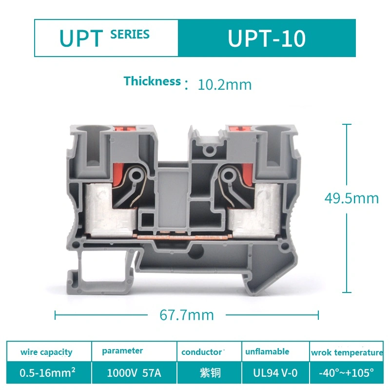 6mm2 retardateur de PA66 Phoenix UK Remplacement Plug-in de masse des blocs de jonction rail DIN