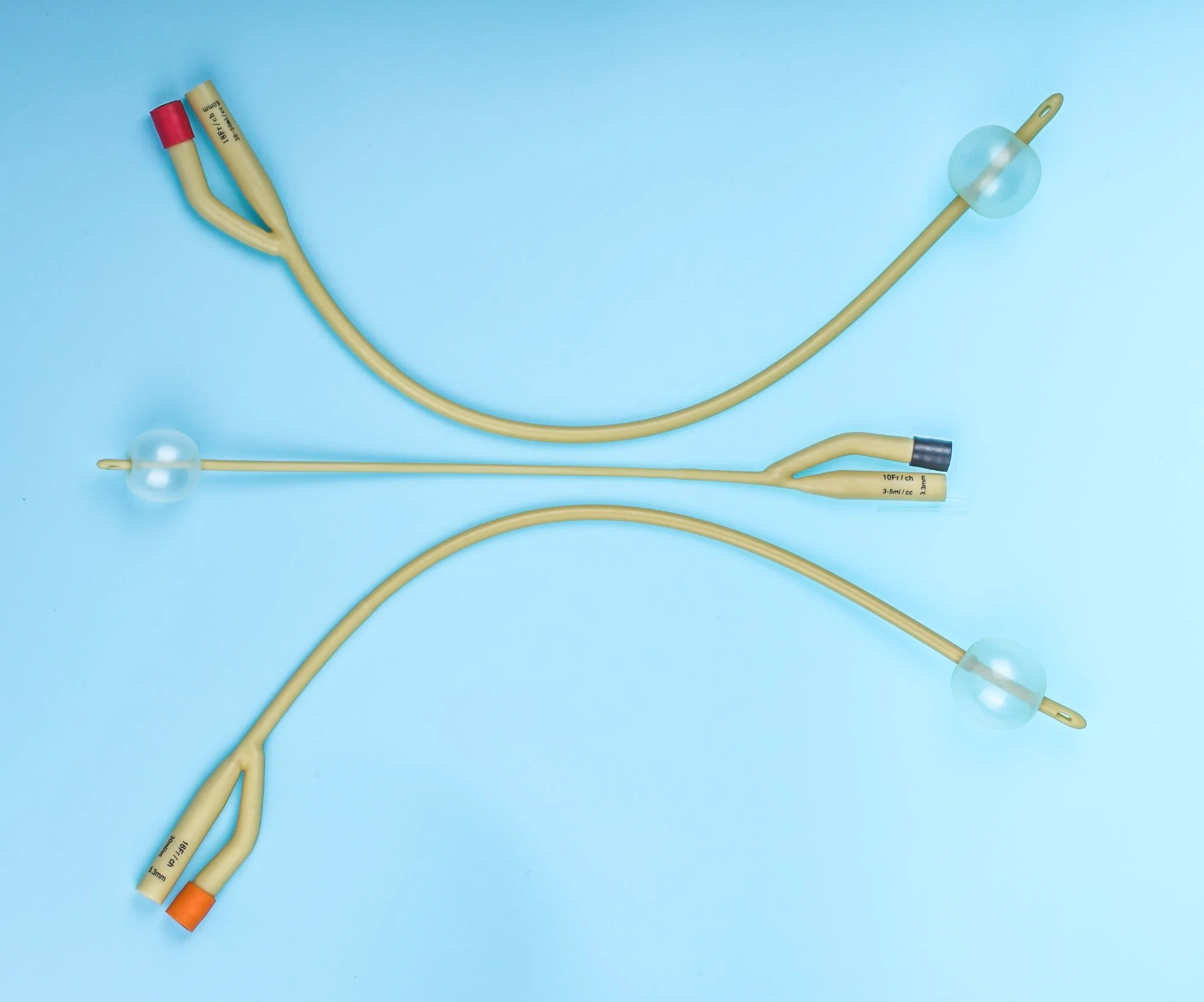 Medical Disposable Latex Silicone Urethral Catheter Double Lumen Urinary Foley Urine Catheters Lubricath Catheter
