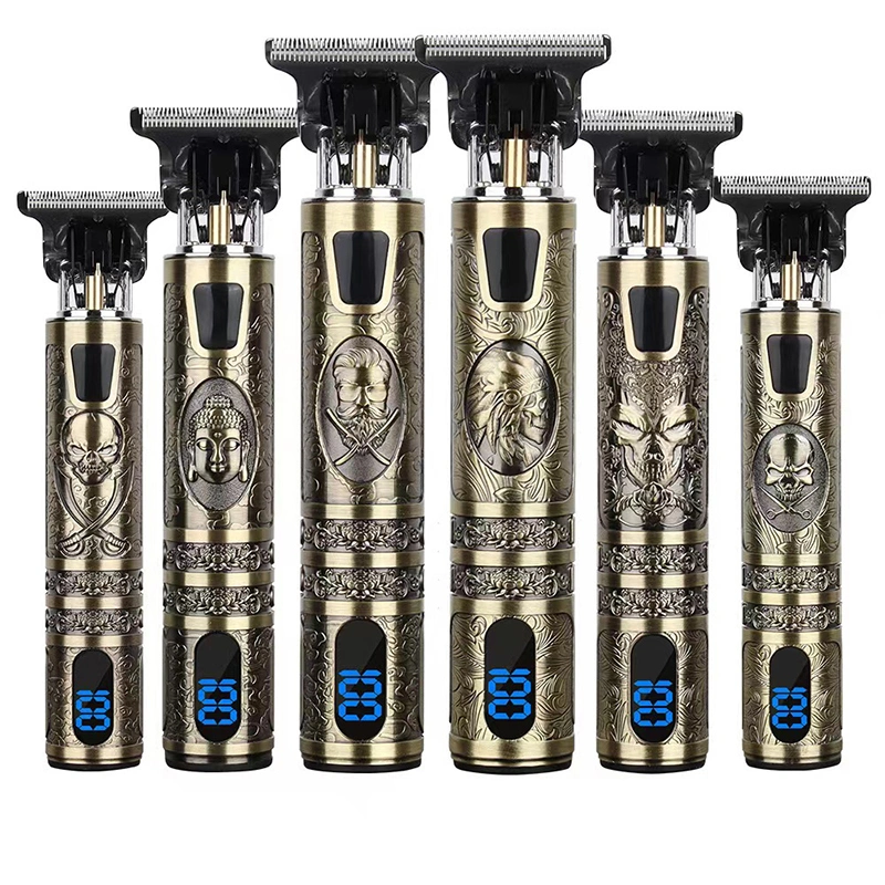 Novo produto aparador de cabelo LCD sem fios eléctrico Barber Professional Máquina de corte de cabelo Gold Silver