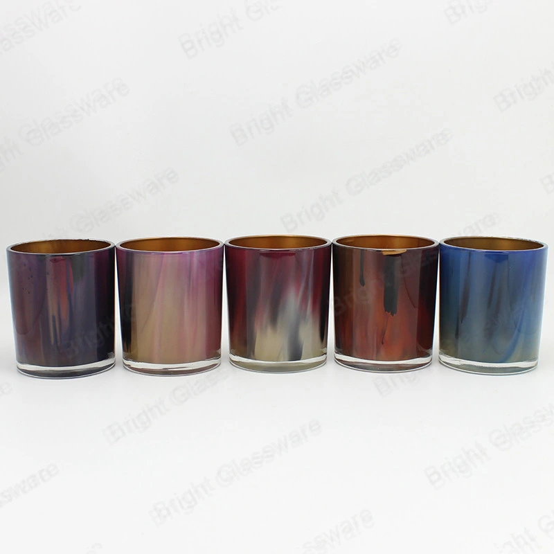 New Design 10oz Oxford Glass Candle Jar Colored Glazed Candle Container for Decoration