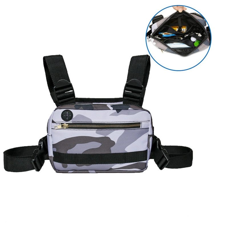 Front Chest Bag Multipurpose Sport Vest Bag Water Resistant Daypack Nylon Tactical Chest Rig Bag with Earphone Hole Outdoor Travel for Men Women Wyz13154