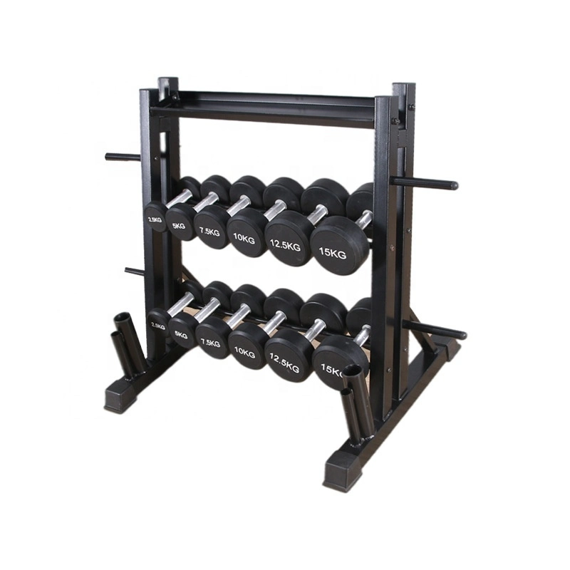 Rack de rangement d'haltères pour l'entraînement en salle de sport et l'haltérophilie.