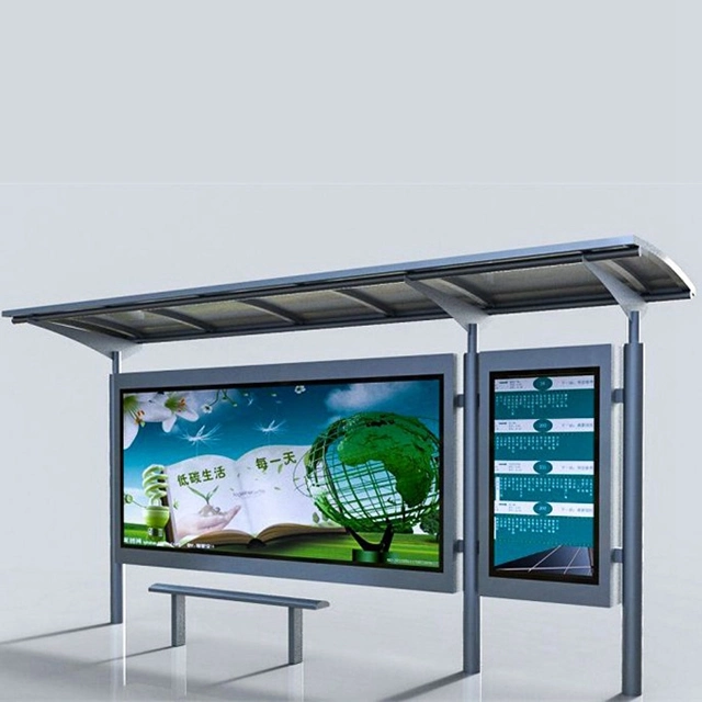 Good Quality Outdoor Stainless Steel Bus Shelter with Light Box