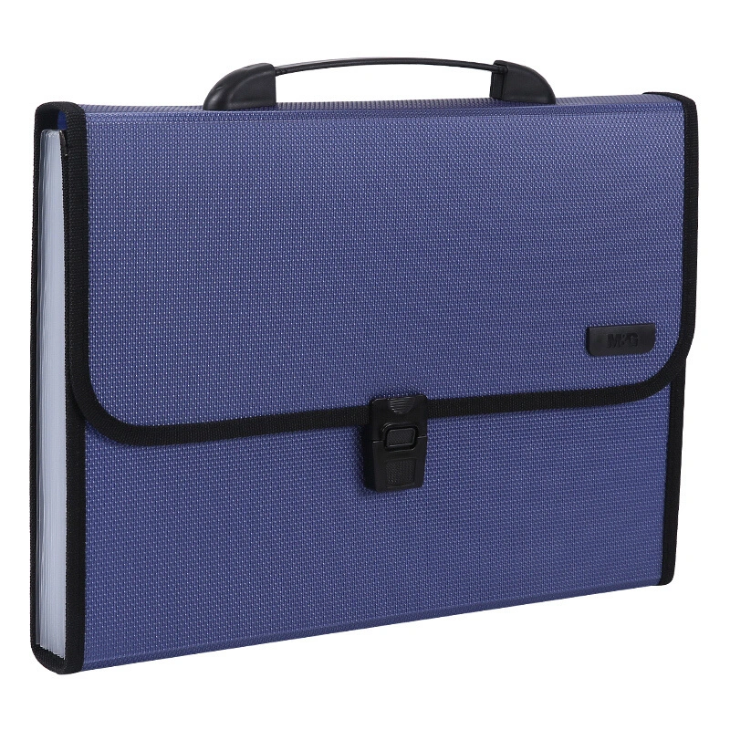 M&G Wholesale Waterproof Document Files Storage Bag A4 Expanding File Folder 12 Pockets Blue