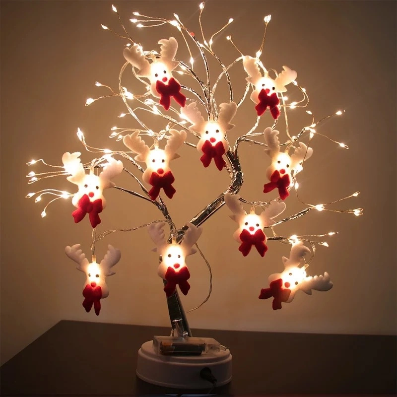 Plüsch Stoff Puppet Schneemann Lichter String LED Weihnachtsmann Kopf Elch Urlaub Dekorative Lichter Kreative Kleine Farbige Lichter