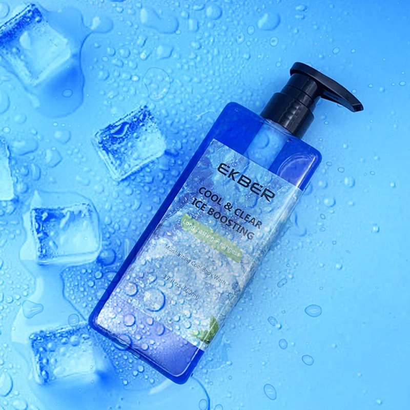 Private Label Summer Cool Skin Exfoliating Fragrance Bath Gel Deep Cleaning Cool Mint Shower Gel Blue Mint Cool Body Wash