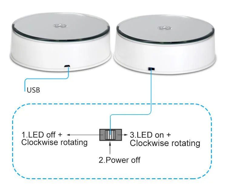 14cm LED Base Stand for Crystal Laser Christmas Gift with Music 360 Display Turntable