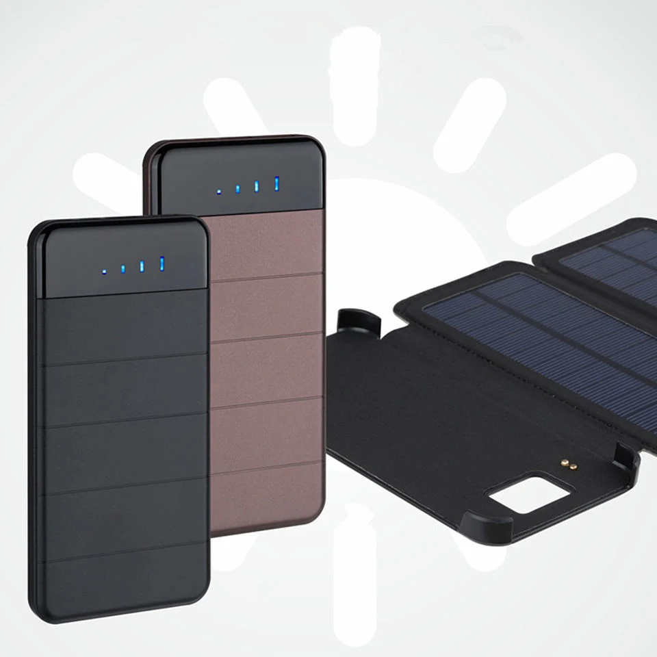 Energía solar plegable de alta calidad Banco de carga Alimentación móvil exterior Fuente de alimentación de 10000 mAh