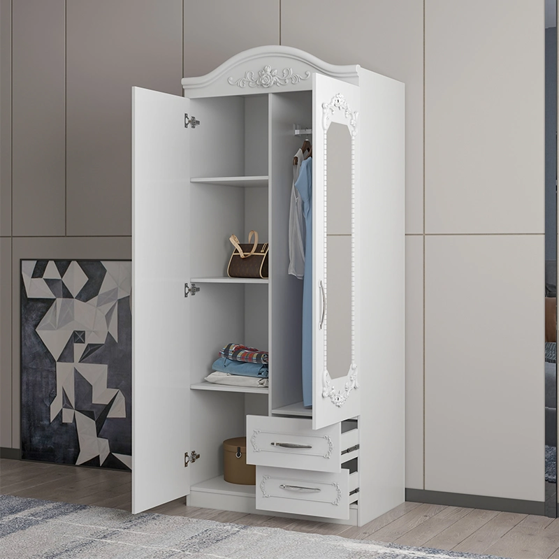 Wholesale/Supplier Price White Large Wardrobe with 2 Door Nordic Style Bedroom Furniture Set 500 mm Depth Clothes Cabinet High quality/High cost performance  Wardrobe