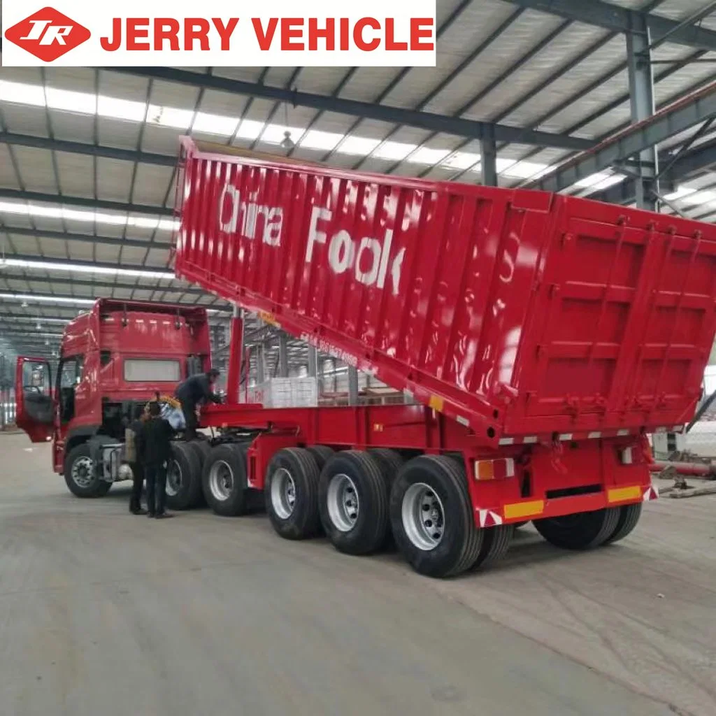 Buena calidad 25/32cbm Tipper de Servicio pesado lateral Hyva Hyva hidráulico Cilindro de camión volquete en forma de U para la arena de la roca de la mina de grano Semirremolque