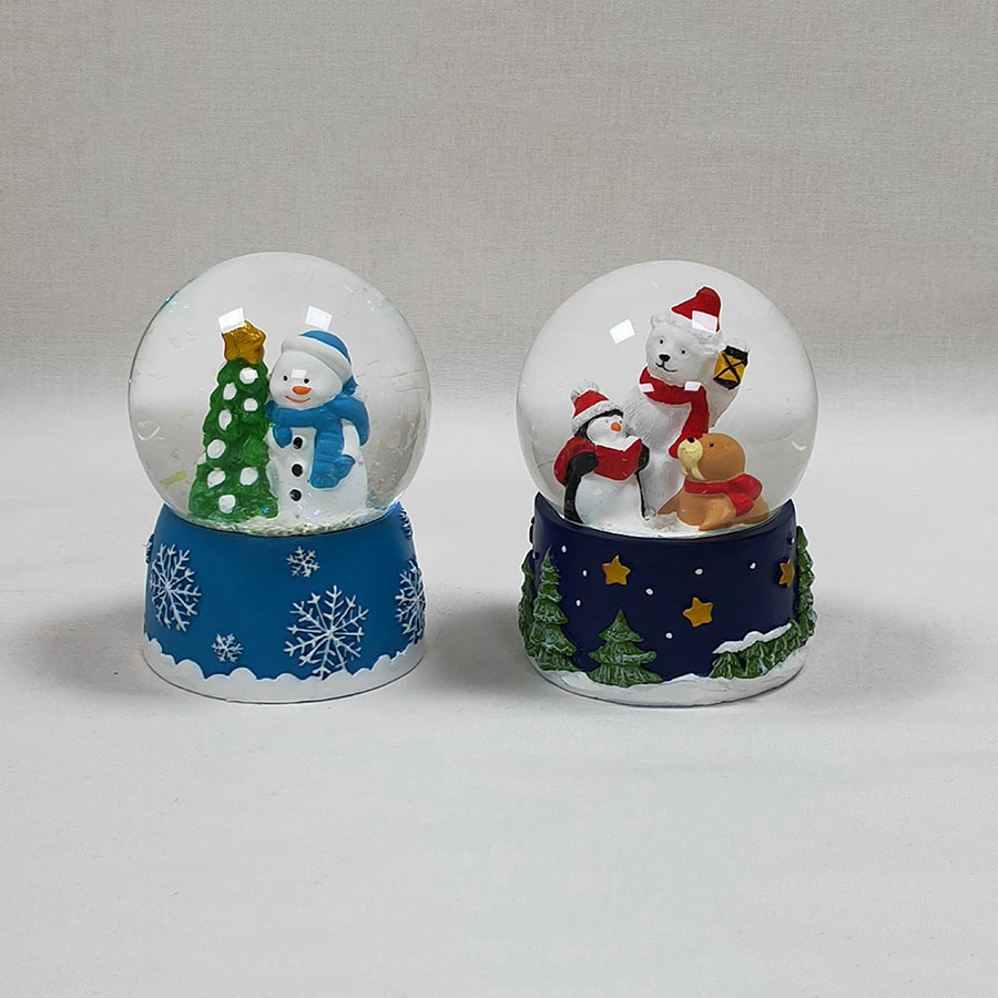 Customized Made Snowball Christmas Santa Claus Snowman Resin Snow Globe with Music