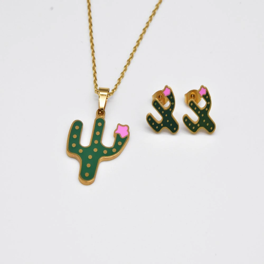 Las Damas de alta calidad juegos de Joyería de pendientes de collar con cactus Design