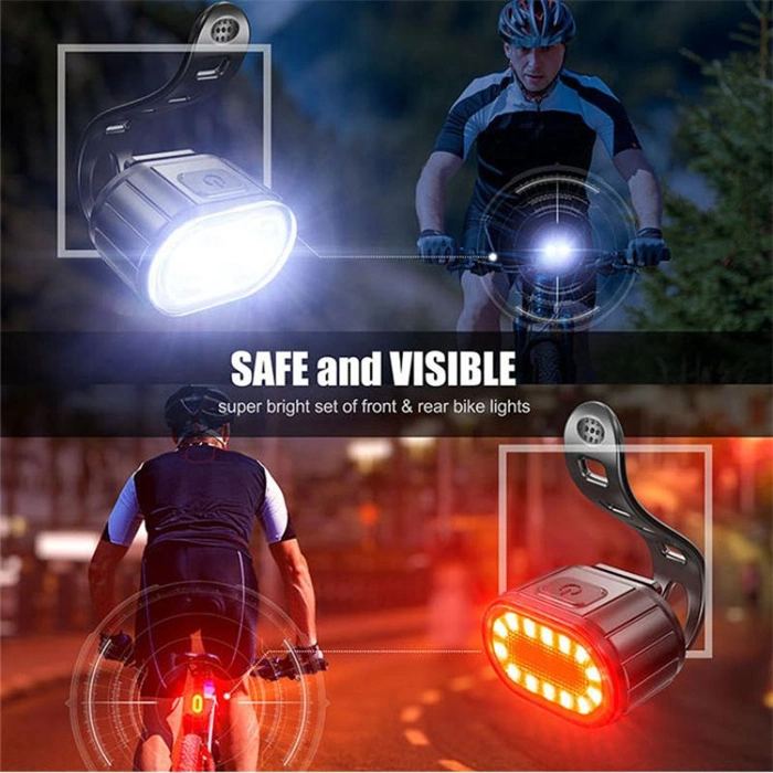 El modo 6 Juego de luces de bicicleta de montaña de carga USB Moto Casco Juego de luces de cola de la luz delantera