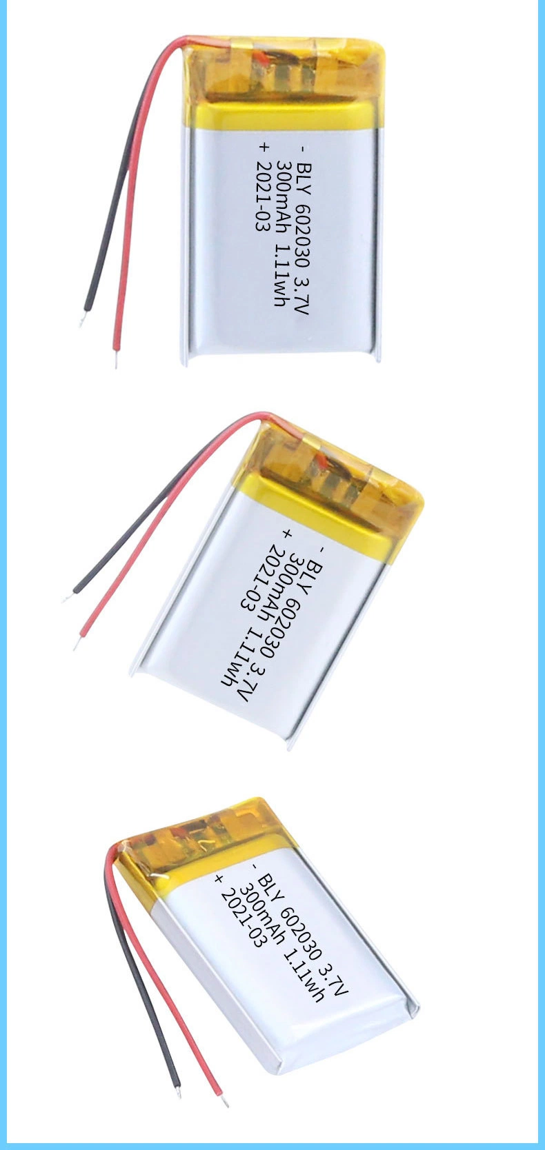 Polymer Lithium Battery 300mAh Street Lamp Bluetooth Speaker Beauty Instrument Battery Cell