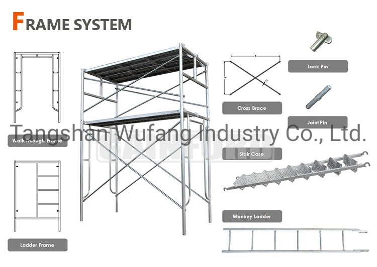 Pre Galvanized Steel Tubular Frame Scaffold Main Frame Scaffolding Price Cross Brace Ladder Frame Joint Pin H Type Frame Scaffolding