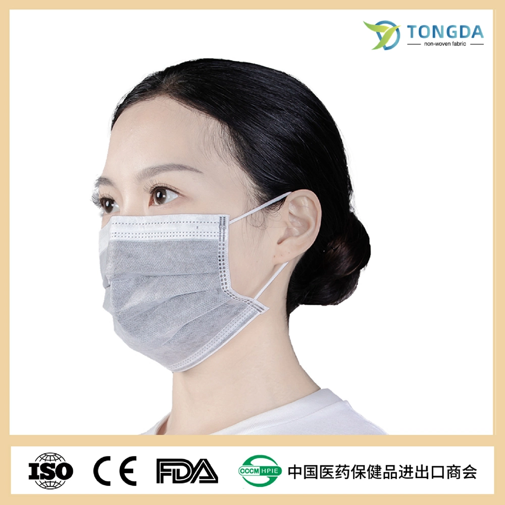 Disposable 4 Ply Active Carbon Non-Woven with Earloop Black Medical Face Mask