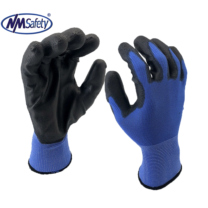 Nmsafety En388 Black Coated PU Hardware General Home Appliances Work Safety Gloves